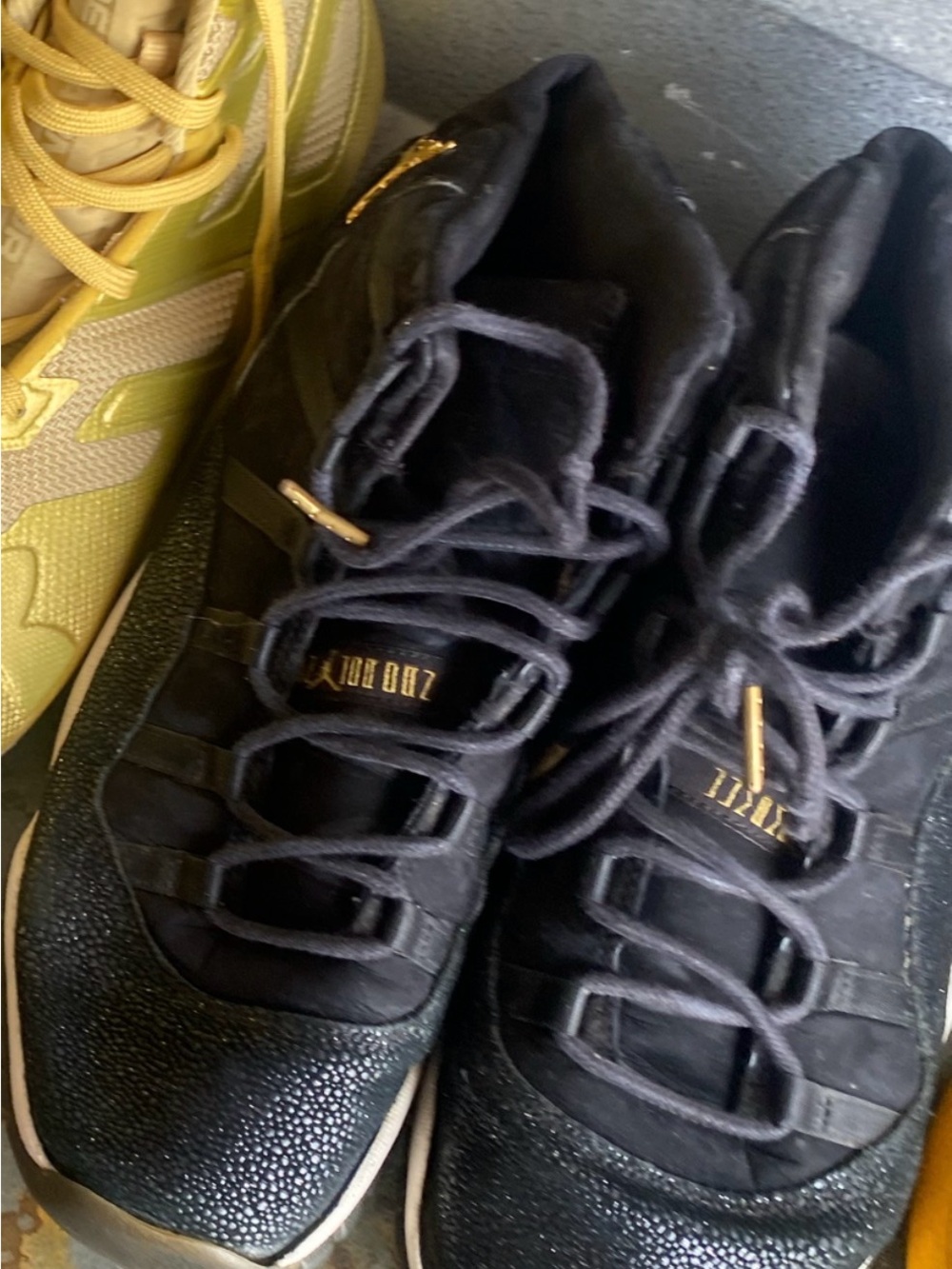 Jordan Kids Yellow High-Top Sneakers with Gold Accents